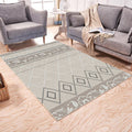 Avtoit | Brown and White Bedroom Rug Southwest Geometric Diamond Stripe Pattern Rug Polyester Pet-Friendly Rug