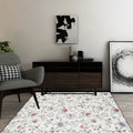 Avtoit | Traditional floral pattern carpet white classic carpet polyester washable non-slip backing carpet for living room
