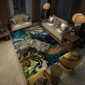Avtoit | Blue and gold vintage carpet polyester paisley pattern carpet washable non-slip backing carpet for living room