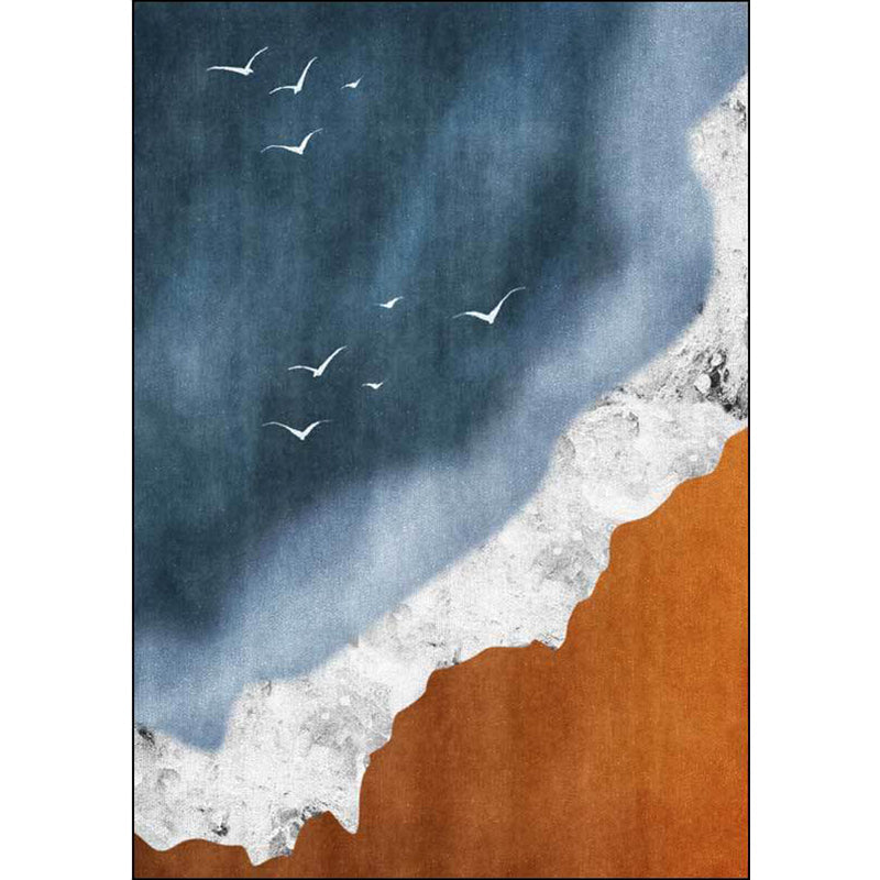 Avtoit | Brown and blue contemporary carpet polyester geography pattern carpet washable non-slip backing carpet for living room