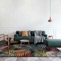 Avtoit | Black Bedroom Carpet Vintage Botanical Leaf Pattern Area Rug Polyester Pet-Friendly Washable Rug