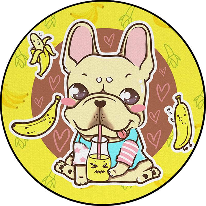 Avtoit | Beautiful children's carpet in pink and yellow animal dog banana balloon pattern carpet polyester washable carpet for the children's room