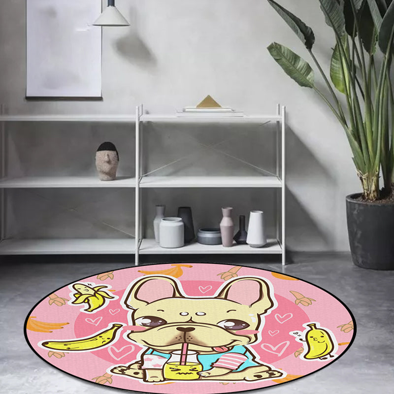 Avtoit | Beautiful children's carpet in pink and yellow animal dog banana balloon pattern carpet polyester washable carpet for the children's room