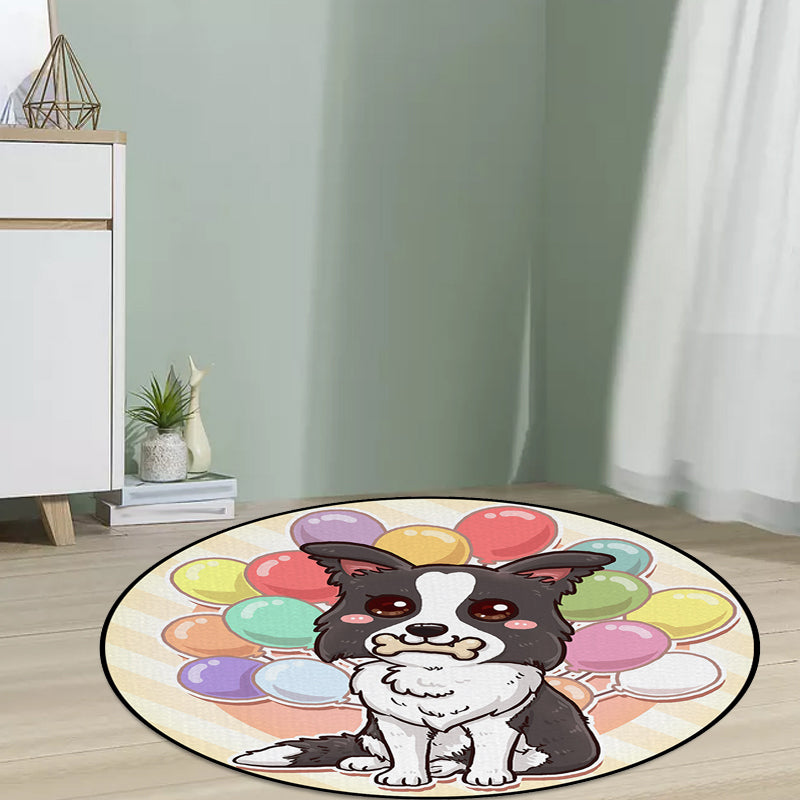 Avtoit | Beautiful children's carpet in pink and yellow animal dog banana balloon pattern carpet polyester washable carpet for the children's room