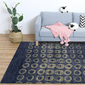 Avtoit | Novelty Living Room Rug in Blue Geometric Circle Print Rug Polyester Non-Slip Back Washable Area Rug