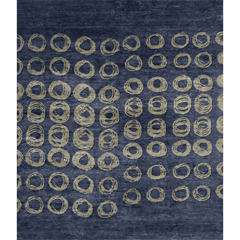 Avtoit | Novelty Living Room Rug in Blue Geometric Circle Print Rug Polyester Non-Slip Back Washable Area Rug