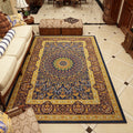 Avtoit | Moroccan Living Room Rug in Blue and Brown Medallion Floral Pattern Print Rug Polyester Pet-Friendly Rug