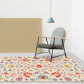 Avtoit | Vintage Floral Pattern Rug Pink Polyester Rug Machine Washable Non-Slip Rug for Bedroom