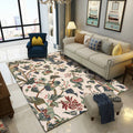 Avtoit | Light Yellow Vintage Carpet Polyester Flower and Leaf Pattern Carpet Washable Non-Slip Background Carpet for Living Room