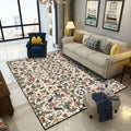 Avtoit | Retro Floral Pattern Carpet Light Yellow Classic Carpet Polyester Washable Non-Slip Back Carpet for Living Room