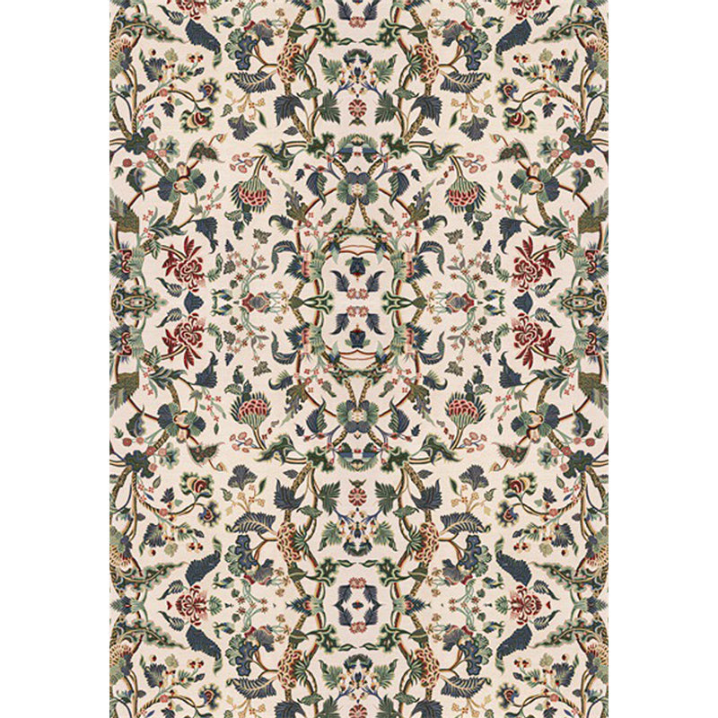 Avtoit | Retro Floral Pattern Carpet Light Yellow Classic Carpet Polyester Washable Non-Slip Back Carpet for Living Room