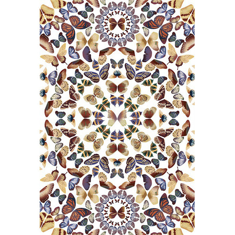 Avtoit | Black and White Vintage Carpet Polyester Butterfly Pattern Carpet Washable Non-Slip Back Carpet for Living Room