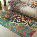 Avtoit | Classic paisley pattern rug Green and Orange Polyester rug Machine washable Non-slip carpet for the bedroom