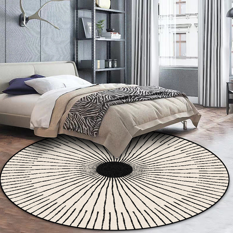 Avtoit | Unique Radial Pattern Rug Apricot Modern Rug Polyester Washable Non-Slip Back Rug for Bedroom