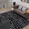 Avtoit | Black and White Contemporary Rug Polyester Crocodile Pattern Rug Washable Non-Slip Backing Carpet for Living Room