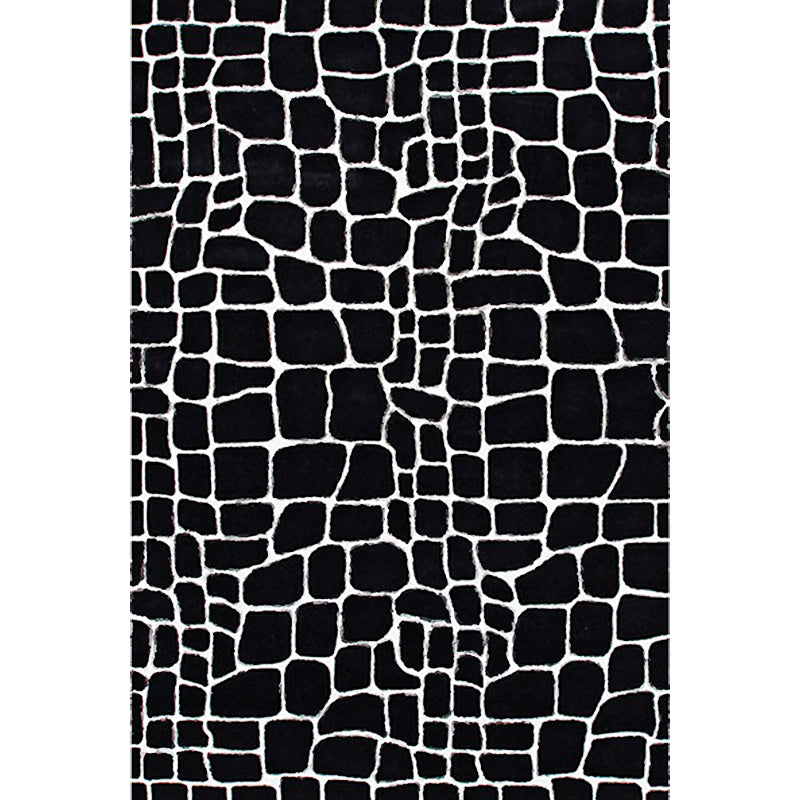 Avtoit | Black and White Contemporary Rug Polyester Crocodile Pattern Rug Washable Non-Slip Backing Carpet for Living Room