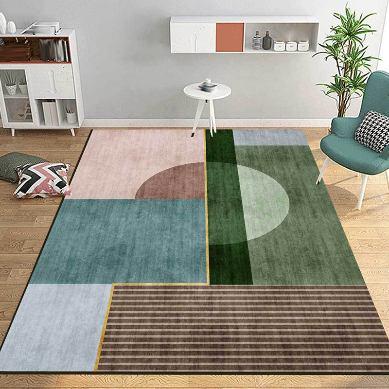 Avtoit | Simple Color Block Carpet Multicolor Nordic Carpet Polyester Washable Non-Slip Back Area Rug for Living Room