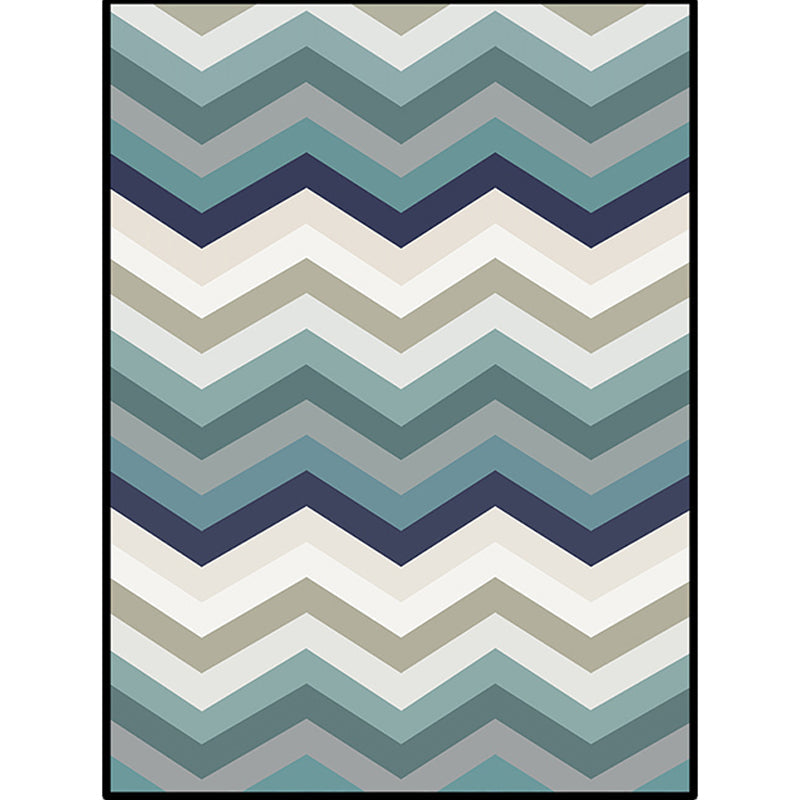 Avtoit | Blue Bedroom Carpet New Arrival Geometric Wave Pattern Carpet Polyester Stain Resistant Carpet