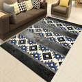 Avtoit | Southwest Living Room Rug in Black and Blue Geometric Diamond Pattern Rug Polyester Non-Slip Rug