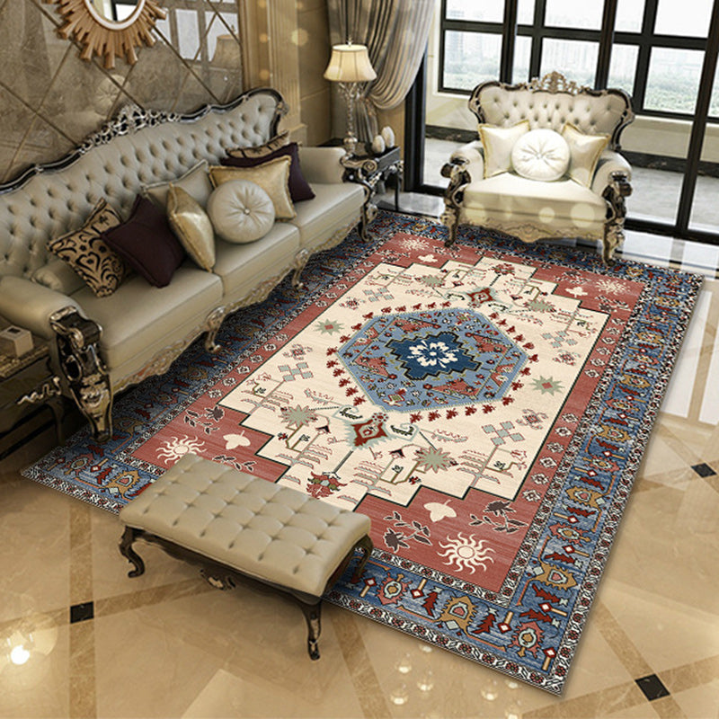 Avtoit | American Southwestern rug in gray and white geometric floral pattern rug polyester non-slip rug for home decor