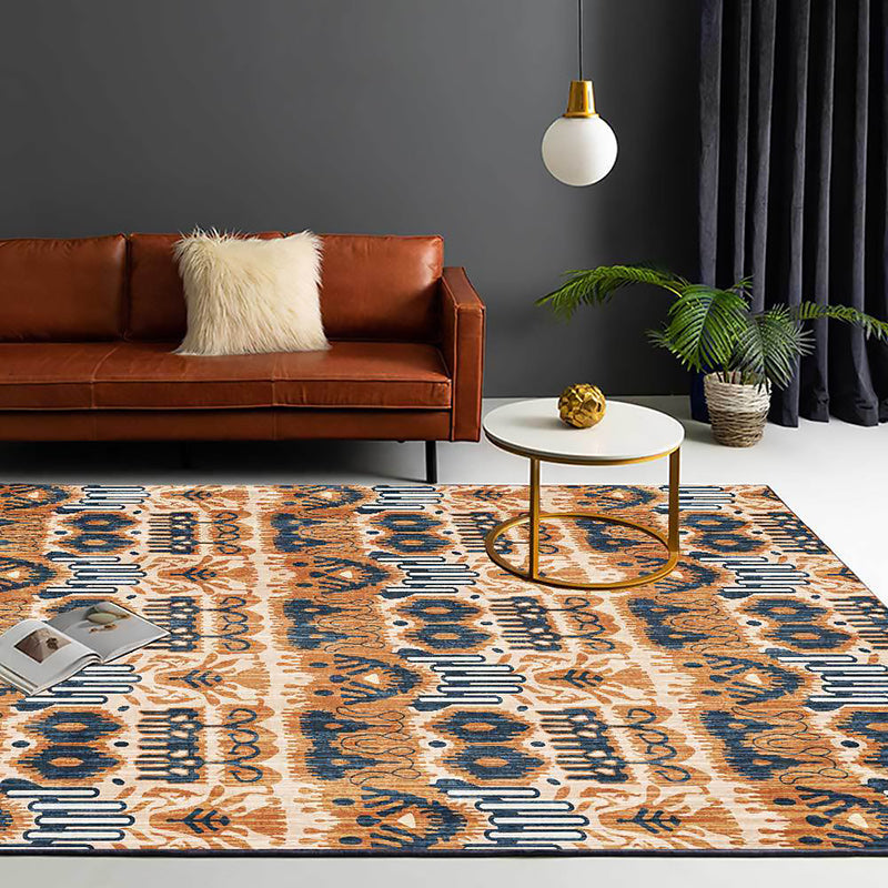 Avtoit | Yellow Bedroom Rug Southwest Tribal Pattern Area Rug Polyester Non-slip Stain Resistant Rug