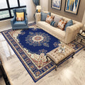 Avtoit | Blue and gray bedroom rug Moroccan medallion floral pattern area rug polyester non-slip washable rug