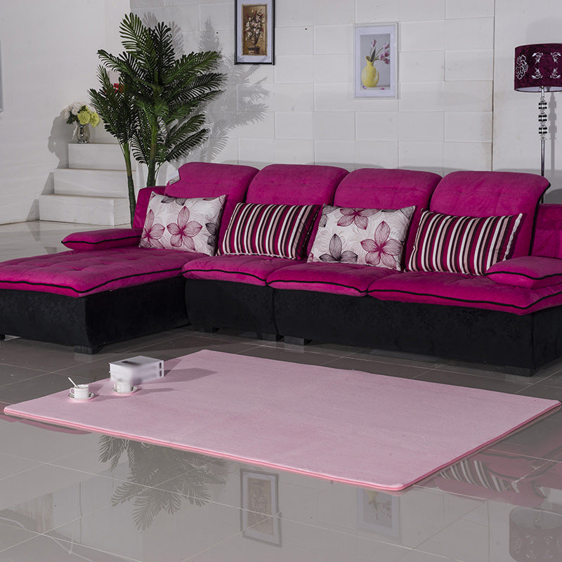 Avtoit | Casual Living Room Rug in Green and Pink Solid Color Rug Polyester Pet-Friendly Area Rug