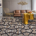 Avtoit | Brown Bedroom Carpet Novelty Geometry Stripes Wave Pattern Carpet Polyester Non-Slip Back Carpet