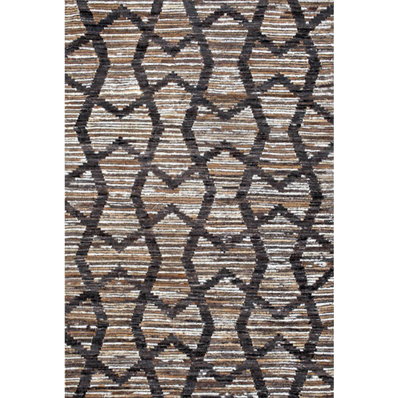 Avtoit | Brown Bedroom Carpet Novelty Geometry Stripes Wave Pattern Carpet Polyester Non-Slip Back Carpet