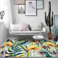 Avtoit | Vintage living room rug in green botanical leaf print rug polyester pet-friendly washable area rug