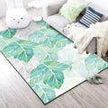 Avtoit | Green and White Bedroom Carpet Tropical Botanical Leaf Pattern Area Rug Polyester Stain-Resistant Washable Rug