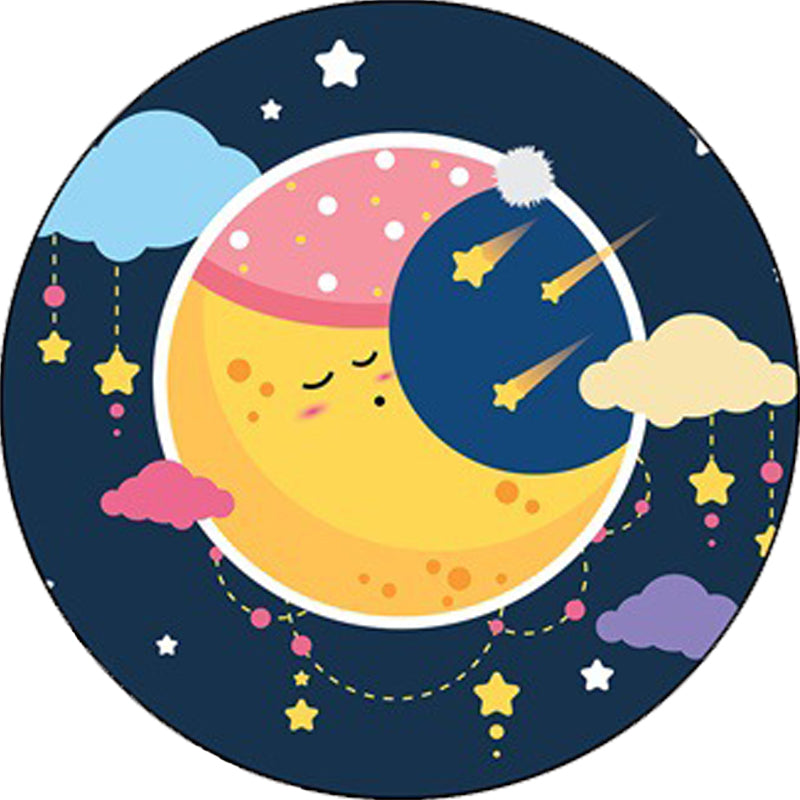 Avtoit | Blue Children's Room Carpet Children's Fairy Tale Moon Stars Pattern Carpet Polyester  
Non-Slip Back Carpet