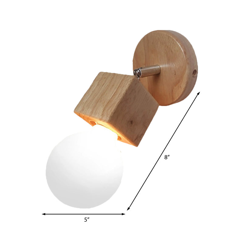 Avtoit | Black/White 1 Head Wall Lamp Sconces Industrial Style Wooden Square Wall Mount Light with Circular Wall Plate