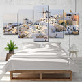 Avtoit | White Santorini Houses Wall Art Multi-Part Globally Inspired Bedroom Canvas Print