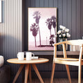 Avtoit | Pink Tropix Canvas Wall Art Areca Nut Palm at the Beach Landscape Wall Decoration for the Living Room