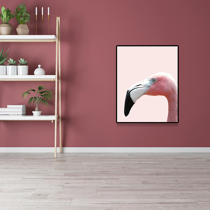 Avtoit | Head of Flamingo Canvas Print Tropical Texture Family Room Wall Art in Pink