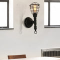 Avtoit | Vintage Industrial Coated Wall Lamp 1 Light Metal Wall Mount Light with Water Pipe in Black for Dining Room