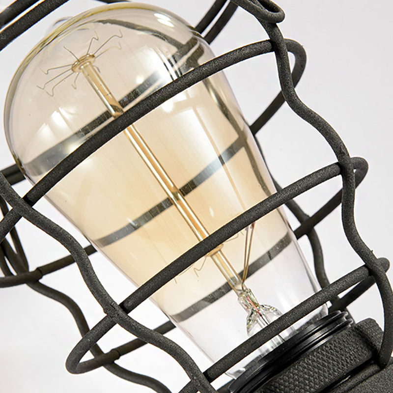 Avtoit | Vintage Industrial Coated Wall Lamp 1 Light Metal Wall Mount Light with Water Pipe in Black for Dining Room