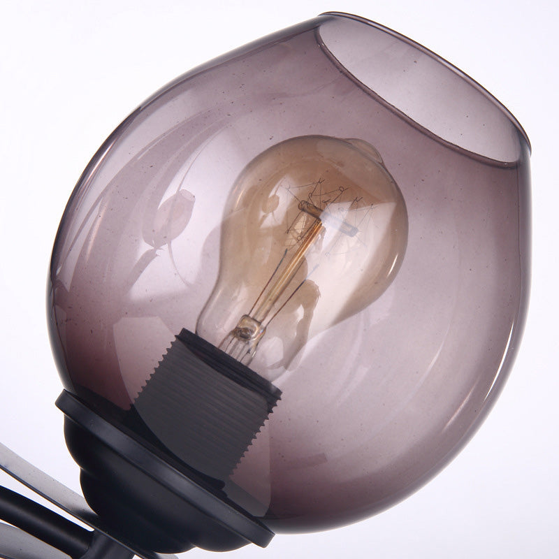 Avtoit | A light wall lamp with ball shade gray glass industrial café lighting fixture in black