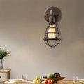 Avtoit | Wire Frame Iron Wall Lamp with Pipe Farmhouse 1 Head Dining Room Mini Wall Lamp in Rust