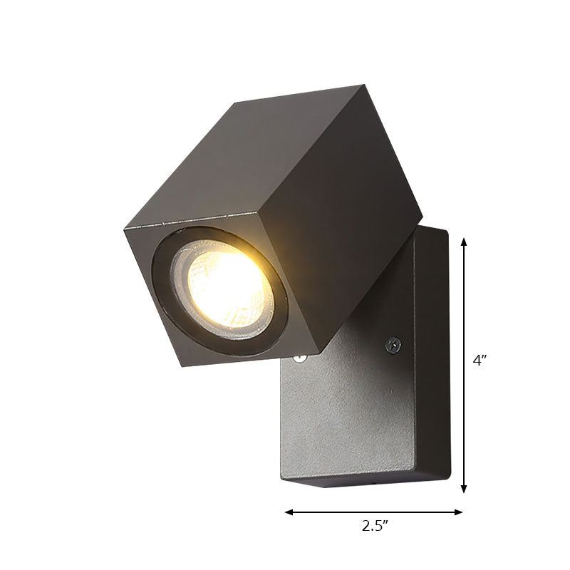 Avtoit | Gray cubic shade wall light industrial style metallic LED patio adjustable wall mounted lamp