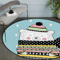 Avtoit | Casual Kids Rug in Blue Animals Bear Trees Pattern Rug Polyester Washable Pet Friendly Carpet for Nursery