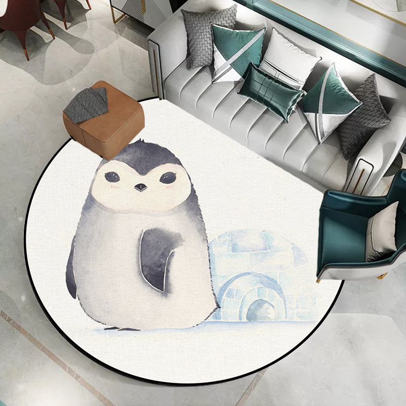Avtoit | White Children's Room Rug Children's Animal Bear Dog Panda Pattern Area Rug Polyester Non-Slip Back Rug