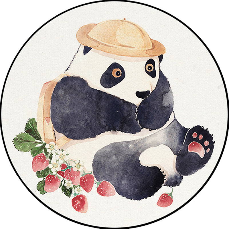 Avtoit | White Children's Room Rug Children's Animal Bear Dog Panda Pattern Area Rug Polyester Non-Slip Back Rug