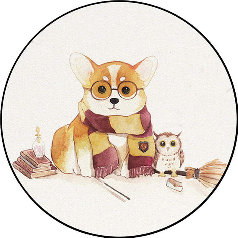 Avtoit | White Children's Room Rug Children's Animal Bear Dog Panda Pattern Area Rug Polyester Non-Slip Back Rug