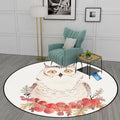 Avtoit | Cute Kids Rug in White Animal Owl Rabbit Sloth Pattern Rug Polyester Non-Slip Washable Rug for the Children's Room