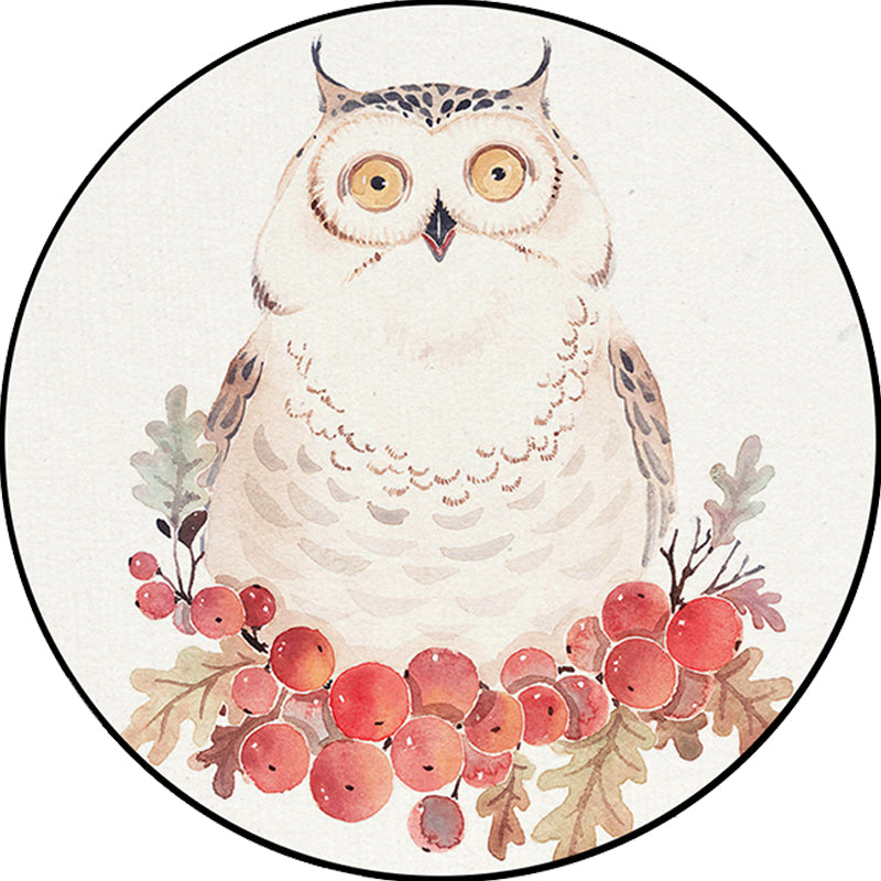 Avtoit | Cute Kids Rug in White Animal Owl Rabbit Sloth Pattern Rug Polyester Non-Slip Washable Rug for the Children's Room