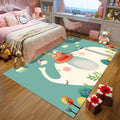 Avtoit | Kids Bedroom Rug in Green Animal Elephant Tree Cloud Print Rug Polyester Machine Washable Rug