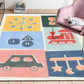 Avtoit | Unique children's carpet Colorful cars & roads Duck tank Plane pattern carpet Polyester Pet-friendly carpet for the children's room