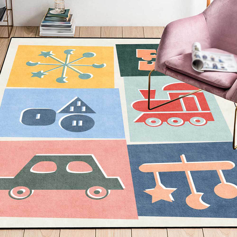 Avtoit | Unique children's carpet Colorful cars & roads Duck tank Plane pattern carpet Polyester Pet-friendly carpet for the children's room
